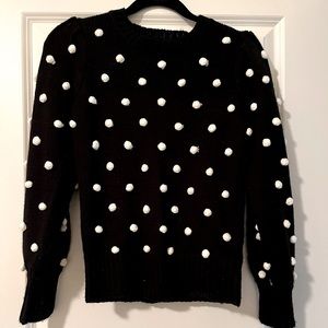 Knit sweater with white knit pompoms, brand new without tags!